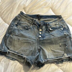 Judy Blue Blue Jean Shorts Distressed High-Waisted